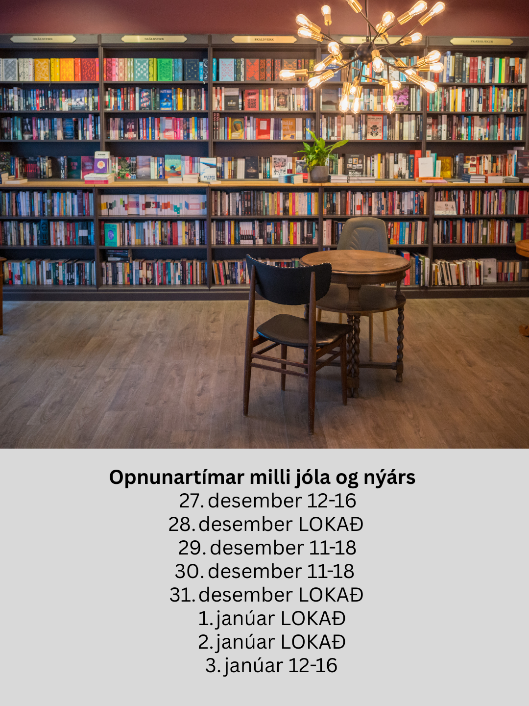 Opnunartímar milli jóla og nýárs