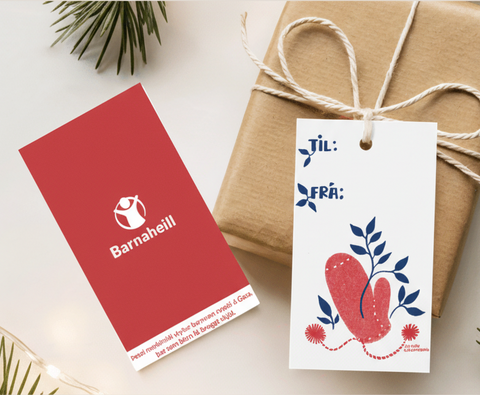 Jólamerkimiðar Barnaheill vettlingur