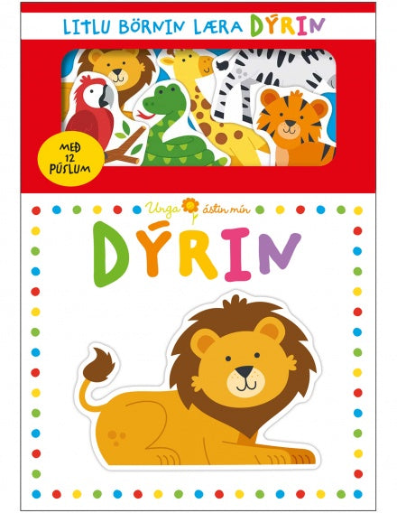Litlu börnin læra dýrin  með 12 púslum