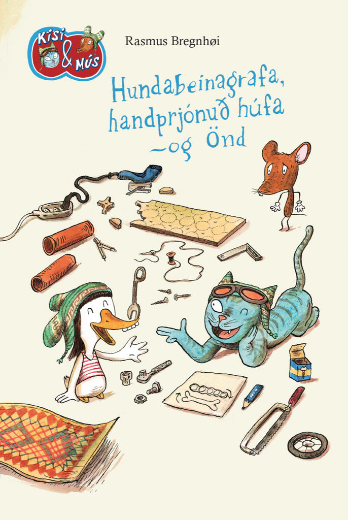 Hundabeinagrafa, handprjónuð húfa og önd