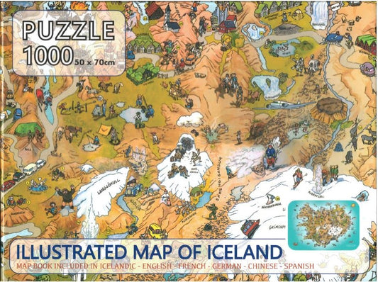 Puzzle 1000 - Illustrated Map of Iceland- púsl Ísland