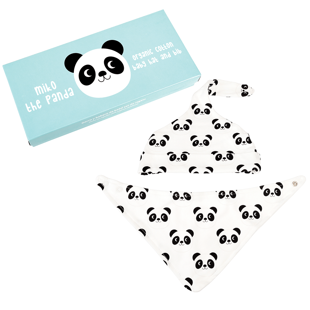 Ungbarnasett - Miko the Panda Hat&Bib