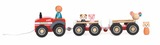 Traktor með tveimur kerrum